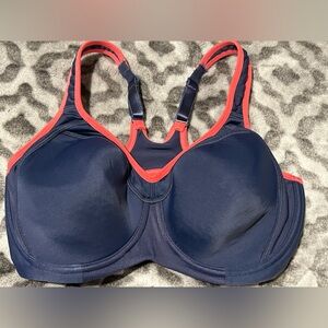 34DD Navy and Reddish/orange Sports Bra